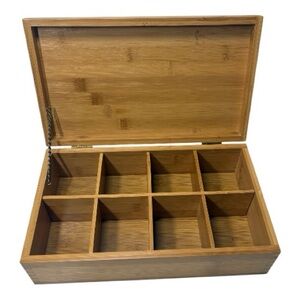 Bamboo Wooden Compartment Organizer Box - Natural Wood Tea Box